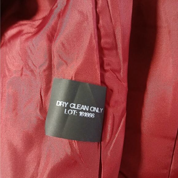 London Fog Women's Peacoat Size Small Red Wool Blend Winter Coat Fringe Scarf - Picture 7 of 7